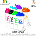 Großhandel BPA FREI Kunststoff Protein Shaker Wasserflasche, 600 ml Kundenspezifische Kunststoffpulver Shaker Flasche (HDP-0301)